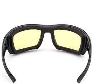 Harley-Davidson Men's Juneau 2.0 Yellow Light-Adjusting Sunglasses, Shiny Black