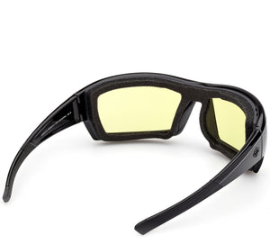 Harley-Davidson Men's Juneau 2.0 Yellow Light-Adjusting Sunglasses, Shiny Black