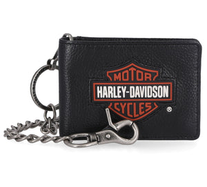 Harley-Davidson Men's Bar & Shield Rubber Patch Bi-Fold Leather Wallet, Black MWM096/08