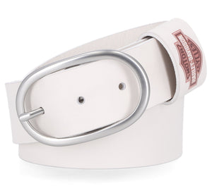 Harley-Davidson Women's Direct Bar & Shield Keeper Genuine Leather Belt, White BMW033/45
