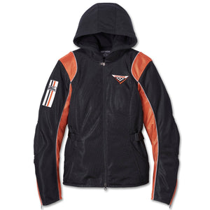 Harley-Davidson Women's Cora Mesh 2.0 Riding 3-IN-1 Jacket, Black/Orange 98144-23VW