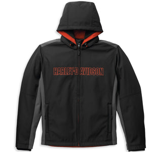 Harley-Davidson Men's Bar & Shield Hooded Softshell Jacket, Black/Gray 98403-22VM