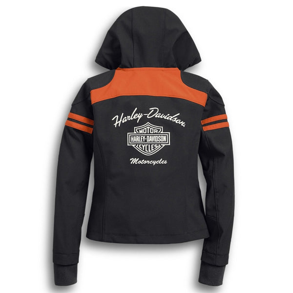 Harley-Davidson Women's Miss Enthusiast Soft Shell Jacket, Black/Orange 98408-19VW