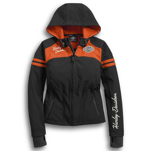 Harley-Davidson Women's Miss Enthusiast Soft Shell Jacket, Black/Orange 98408-19VW