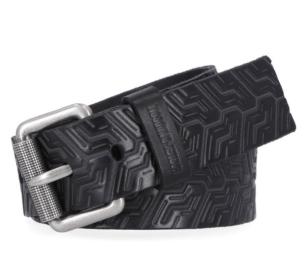 Harley-Davidson Men's Tire Tread Genuine Leather Belt, Black BMM055/08
