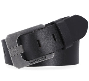 Harley-Davidson Men's Die Cut Bar & Shield Logo Prong Leather Belt, Black BMM051/08