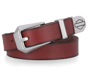 Harley-Davidson Women's Metal Bar & Shield Logo Tip Genuine Leather Belt, Black BMW022/01