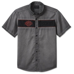 Harley-Davidson Men's Iron Bond Button-Up Short Sleeve Shirt, Gray 99004-23VM