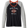 Harley-Davidson Women's First-Class Long Sleeve Raglan Tee, Black/Gray 99022-23VW