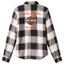 Harley-Davidson Women's Classic Logo Long Sleeve Plaid Shirt, Black/Orange 99025-23VW