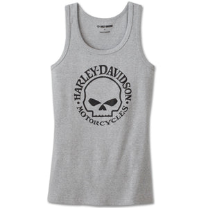 Harley-Davidson Women's Ultra Classic Willie G. Skull Sleeveless Shirt, Heather Gray Tank 99053-23VW