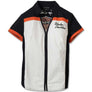 Harley-Davidson Women's Elemental Zip Front Short Sleeve Shirt, White/Black/Orange 99055-23VW