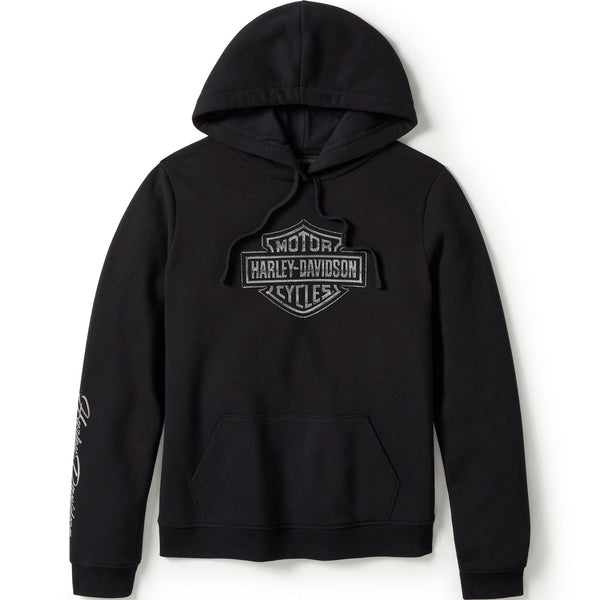 Black hoodie with Harley-Davidson logo on a white background