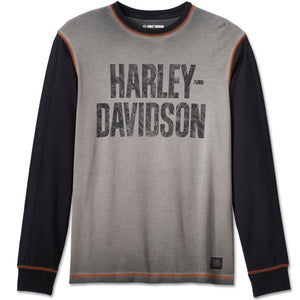 Harley-Davidson Men's Iron Bond Long Sleeve Colorblocked T-Shirt, Gray/Black 99181-24VM