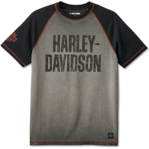 Harley-Davidson Men's Iron Bond Raglan Colorblocked Short Sleeve Tee, Gray/Black 99187-24VM