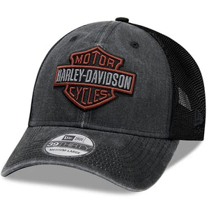 Harley-Davidson Men's Washed Colorblock 39THIRTY Fitted Hat, Black & Gray Cap 99407-20VM
