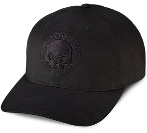 Harley-Davidson Men's Willie G. Skull Stretch-Fit Baseball Hat, Black Cap 99421-16VM