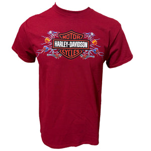 Red t-shirt with Harley-Davidson logo on a white background