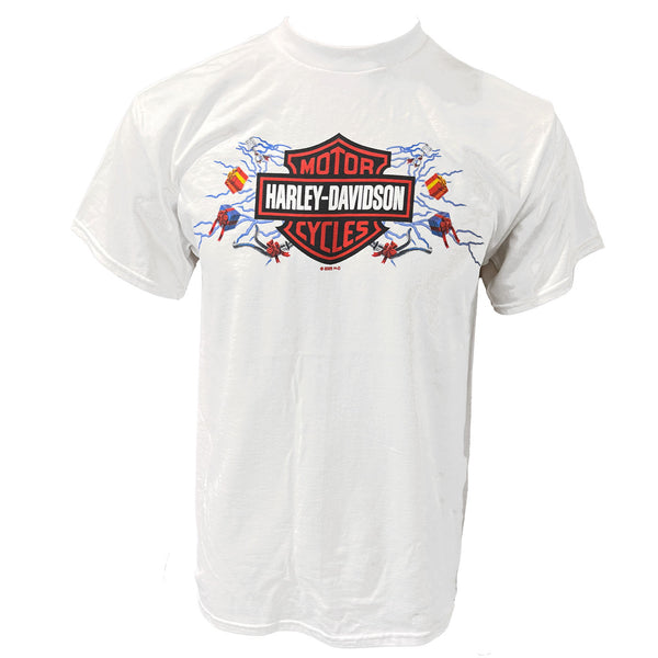 Teddy Morse's Daytona Harley-Davidson Men's Shocking Christmas Surprise Short Sleeve Shirt, White