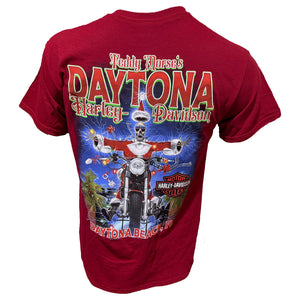 Red t-shirt with Daytona Harley-Davidson graphic on a white background