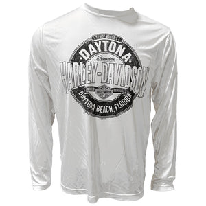 Teddy Morse's Daytona Harley-Davidson Men's Crusader Moisture Wicking Long Sleeve Shirt, White
