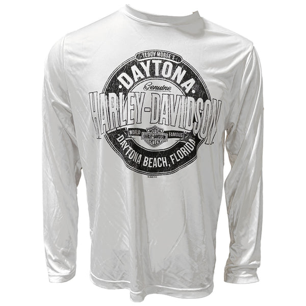 Teddy Morse's Daytona Harley-Davidson Men's Crusader Moisture Wicking Long Sleeve Shirt, White
