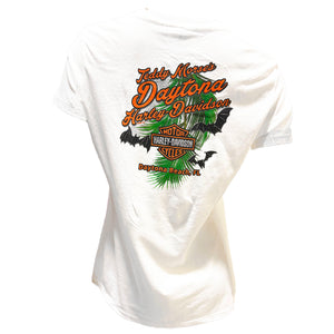 Teddy Morse's Daytona Harley-Davidson Women's Biketoberfest 2025 Thorn Bats Short Sleeve Shirt, White