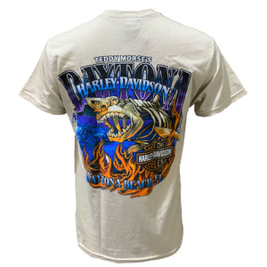 Teddy Morse's Daytona Harley-Davidson Men's Biketoberfest 2024 Haunting Great White Short Sleeve Shirt, Sand Beige