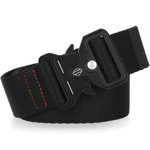 Harley-Davidson Men's Tactical Snap and Lock Polyester Belt, Black BMM001B