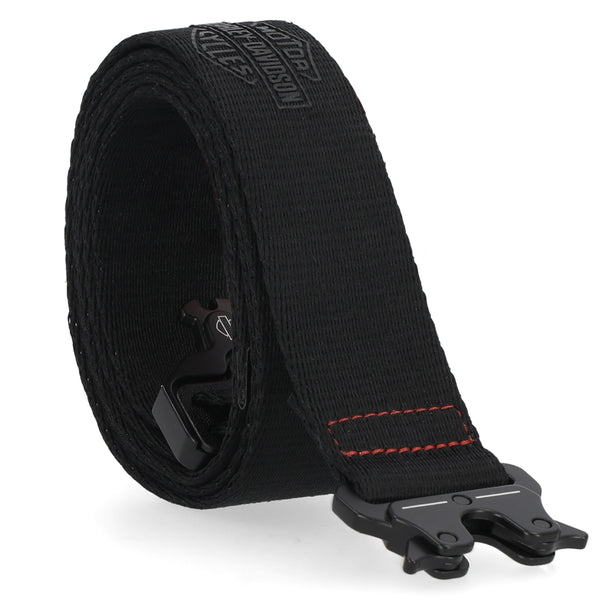 Harley-Davidson Men's Tactical Snap and Lock Polyester Belt, Black BMM001B