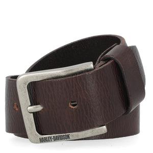 Harley-Davidson Men's Oversized Embossed Antique Nickel Finish Belt, Saddle Brown BMM007B