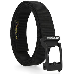 Harley-Davidson Men's H-D Scripted Polyester Ratchet Belt, Matte Black BMM030