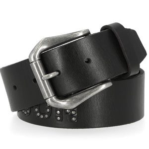 Harley-Davidson Men's H-D Riveted Leather Letters Logo Leather Belt, Black BMU008