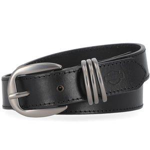 Harley-Davidson Women's Multi Keeper D-Ring Genuine Leather Belt, Black BMW001