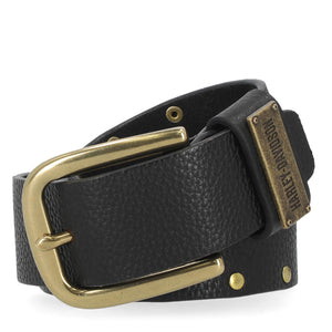 Harley-Davidson Women's Vintage Rivet Stud Strap Antique Brass Finish Buckle, Belt, Black BMW004/08