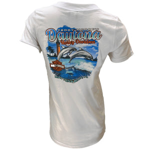 Teddy Morse's Daytona Harley-Davidson Women's Dolphin N' Ride Short Sleeve Shirt, Black