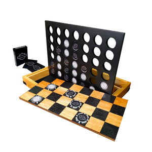 Harley-Davidson Deluxe 3 in 1 Game Set Four Across / Checkers / Playing cards, DW66937