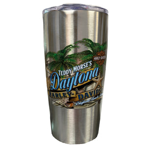 Teddy Morse's Daytona Harley-Davidson 20oz. Sea Shell Double-Wall Stainless Steel Travel Tumbler, Silver HDI-10007-4SEA
