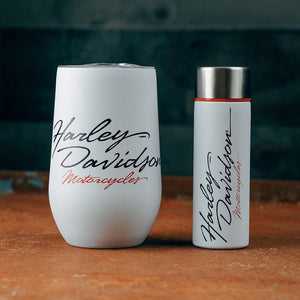 Harley-Davidson Racing Stainless Steel Wine Tumbler & Slim Flask Set, White HDL-18623