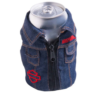 Harley-Davidson 1970s' Psychedelic Denim Can Koozie, Holds Standard 12 oz. Cans, Blue, HDL-18627