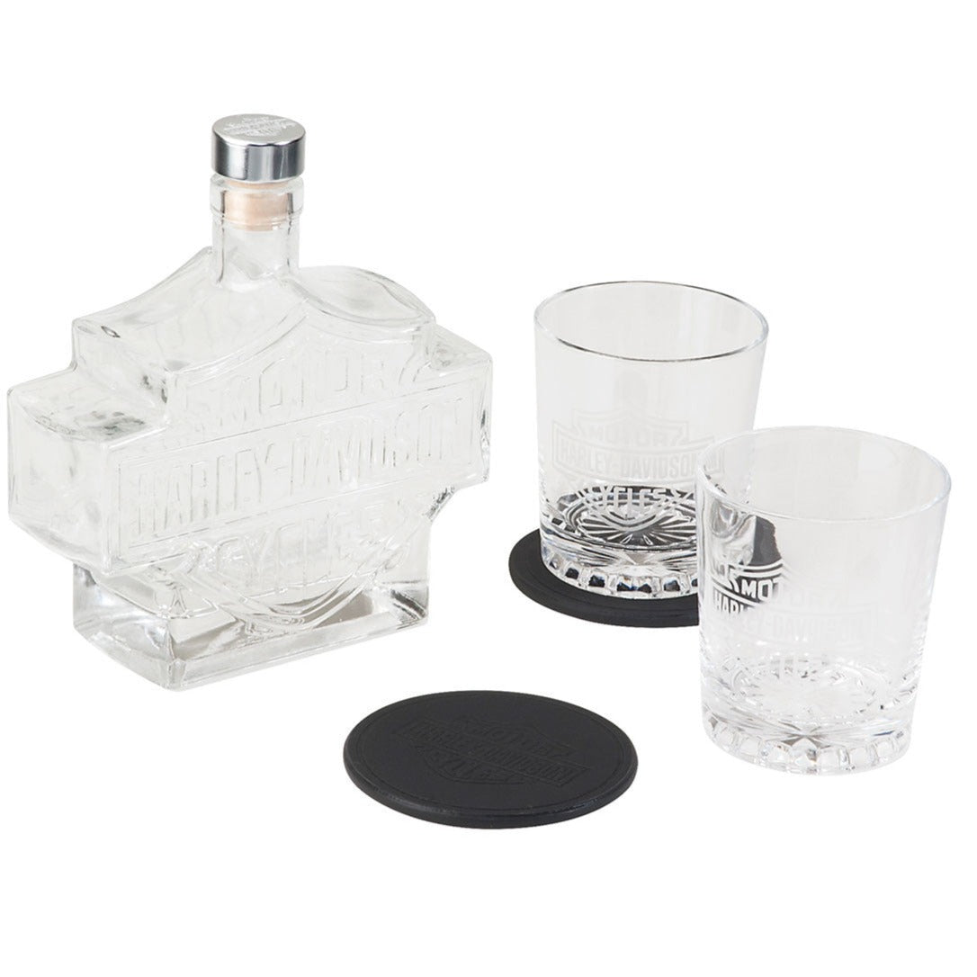 HarleyDavidson Bar & Shield Logo Decanter Set, Hand Blown Set HDL187
