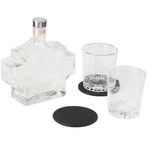 Harley-Davidson Bar & Shield Logo Decanter Set, Hand Blown Set HDL-18746
