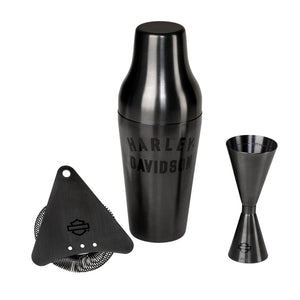 Harley-Davidson 3D Logo Stainless Steel Cocktail Shaker Set, Matte Black Finish HDX-98658