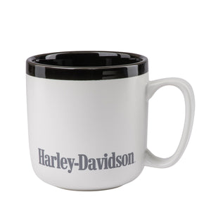 Harley-Davidson Two-Tone Scripted With Gloss Black Interior Ceramic Mug, 16 oz. White HDX-98659