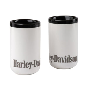 Harley-Davidson Two-Tone Scripted Shot Glass Set of 2, White/Black HDX-98660