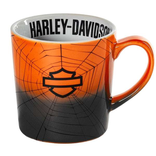 Harley-Davidson Halloween 2025 Open B&S Webbed Ceramic Mug, Orange/Black HDX-98686