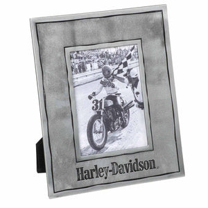 Harley-Davidson Distressed Accent Pewter Picture Frame Holds 4x6 & 5x7, Gray HDX-99271