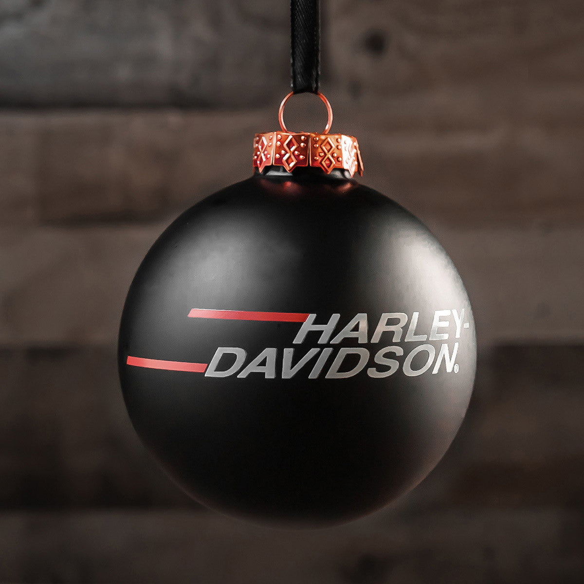 HarleyDavidson Racing Logo Glass Ball 2023 Ornament, Matte Black HDX