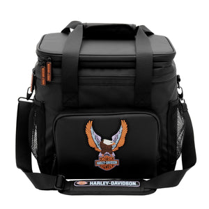 Harley-Davidson Vivid B&S Embossed Rubber Eagle 24-Can Capacity Leak Proof Soft Cooler, Black HDX-99326