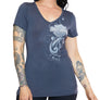 Harley-Davidson Women's Embellished Bar & Shield Short Sleeve V-Neck Shirt, Gray HT4813